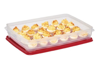 BuddEez Jumbo Egg Keeper - Airtight Container Holds 24 Jumbo Eggs, Red Lid, BPA-Free, Fridge & Dishwasher Safe