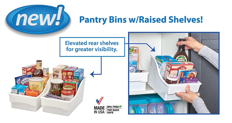 Pantry Bins w/ Raised Shelves